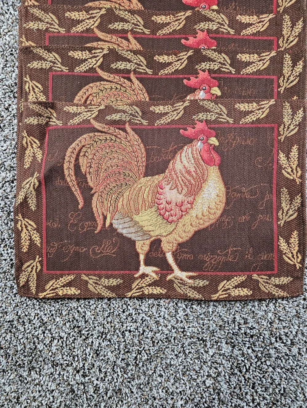 Set of 6 Vtg Better Homes Table Placemats Chicken Rooster Print Brown Red Farm